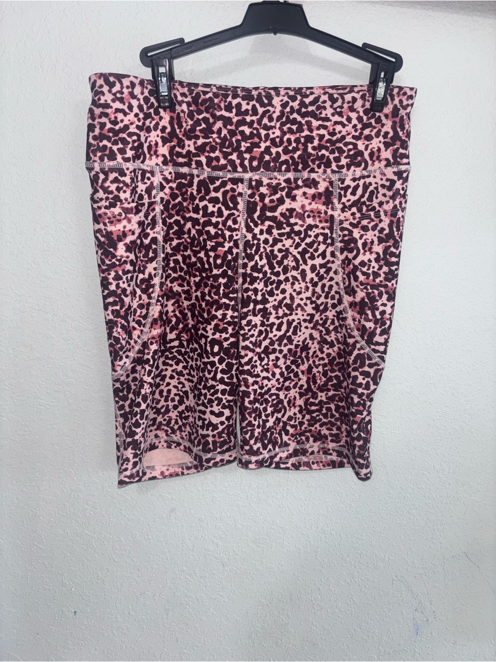 bebe Pink and Black Leopard Athletic Shorts
